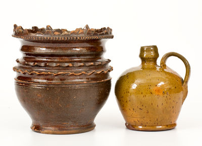 Two Glazed Mid-Atlantic Redware Articles, possibly Washington County, Maryland