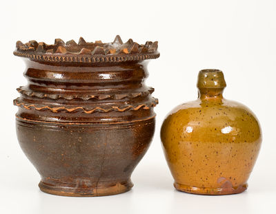 Two Glazed Mid-Atlantic Redware Articles, possibly Washington County, Maryland