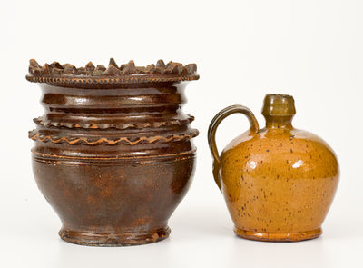 Two Glazed Mid-Atlantic Redware Articles, possibly Washington County, Maryland