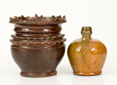 Two Glazed Mid-Atlantic Redware Articles, possibly Washington County, Maryland