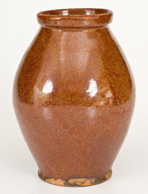 Glazed Northeastern U.S. Redware Jar, circa 1840