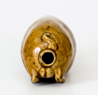 Rare Rockingham-Glazed Anna Pottery Stoneware Pig Flask, Wallace and Cornwall Kirkpatrick, c1885