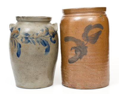 Two Cobalt-Decorated Baltimore Stoneware Jars