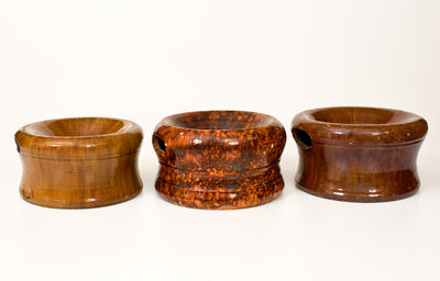 Three Glazed Bell Pottery (Waynesboro) Redware Spittoons
