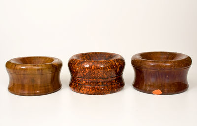 Three Glazed Bell Pottery (Waynesboro) Redware Spittoons