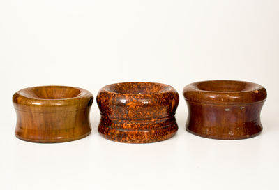 Three Glazed Bell Pottery (Waynesboro) Redware Spittoons