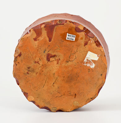 Rare Glazed Redware Inkwell,  