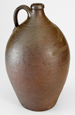 Outstanding Chester Webster, Randolph County, NC Incised Bird Jug, c1825-35