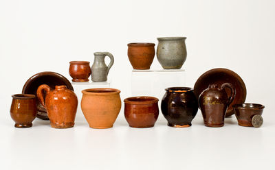 Thirteen Miniature Pottery Pieces, Mid-Atlantic origin, 19th century