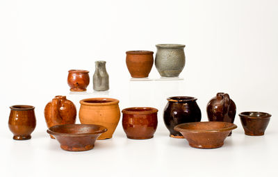 Thirteen Miniature Pottery Pieces, Mid-Atlantic origin, 19th century