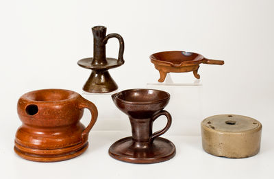 Five Pieces of Utilitarian American Pottery, 19th century