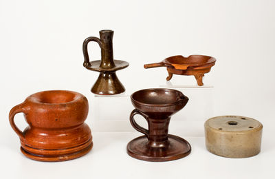 Five Pieces of Utilitarian American Pottery, 19th century