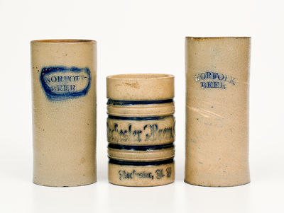 Three Cobalt-Decorated American Stoneware Mugs