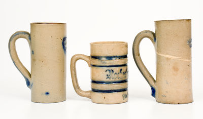 Three Cobalt-Decorated American Stoneware Mugs