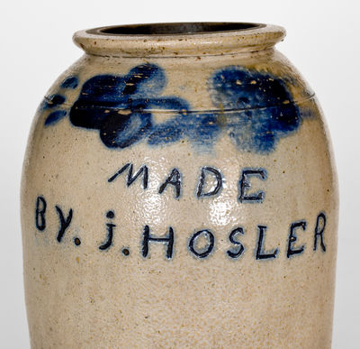 Rare Stoneware Snuff Jar MADE BY J. HOSLER, probably Ohio origin