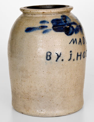 Rare Stoneware Snuff Jar MADE BY J. HOSLER, probably Ohio origin