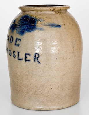 Rare Stoneware Snuff Jar MADE BY J. HOSLER, probably Ohio origin