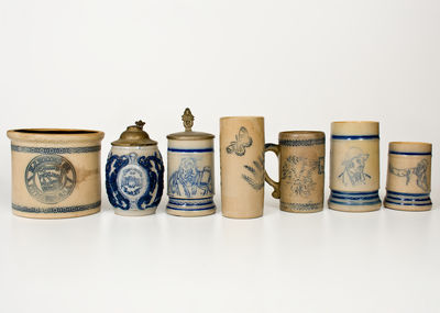 Seven Pieces of White s Utica Pottery, late 19th century