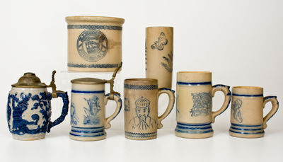 Seven Pieces of White s Utica Pottery, late 19th century