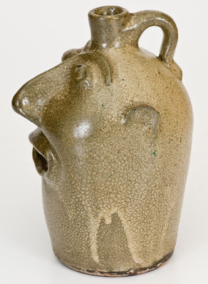 Extremely Rare BROWN POTTERY (Arden, NC) Stoneware Face Jug w/ Exceptional Glaze