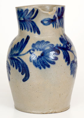 Fine Half-Gallon Baltimore Stoneware Pitcher with Elaborate Decoration, c1840