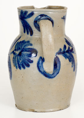 Fine Half-Gallon Baltimore Stoneware Pitcher with Elaborate Decoration, c1840