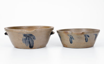 Two Cobalt-Decorated Baltimore Stoneware Milkpans