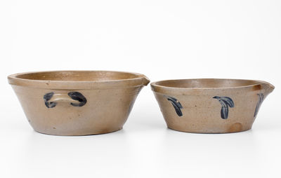 Two Cobalt-Decorated Baltimore Stoneware Milkpans