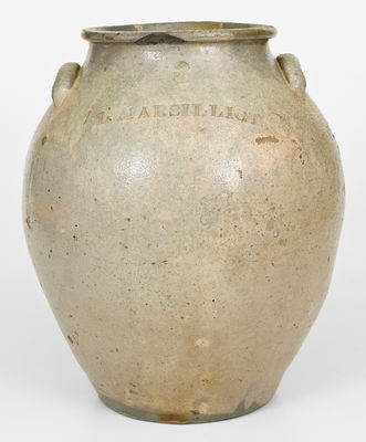 Scarce L. MARSILLIOT (Euclid, OH) Salt-Glazed Stoneware Jar