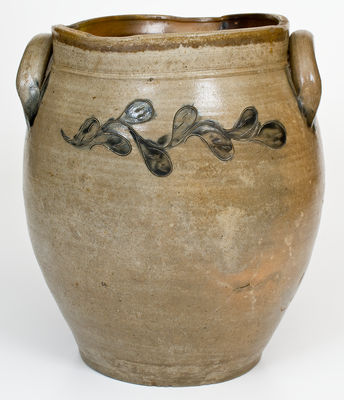 Four-Gallon probably New Jersey Stoneware Jar w/ Incised Foliate Decoration, c1820