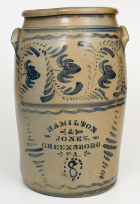 Fine 8-Gallon Hamilton & Jones / Greensboro, PA Stoneware Jar
