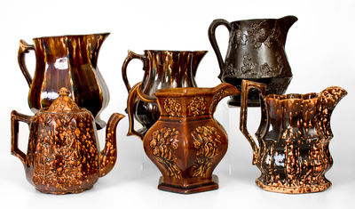 Six Molded American Pottery Articles, 19th century