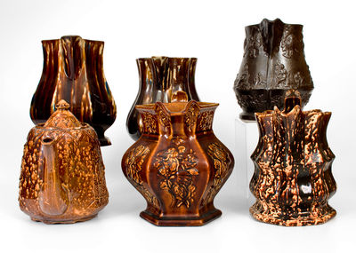 Six Molded American Pottery Articles, 19th century