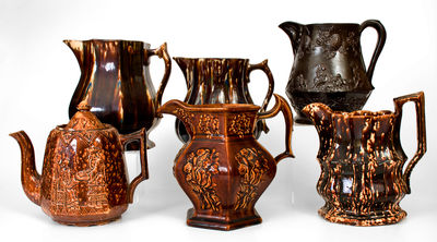 Six Molded American Pottery Articles, 19th century