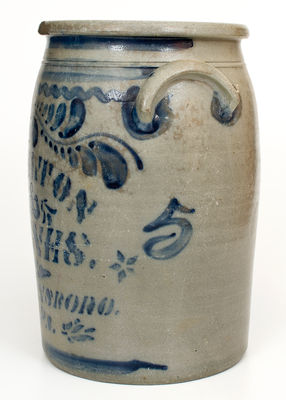 Five-Gallon HAMILTON / & / JONES / GREENSBORO / PA Stoneware Jar w/ Elaborate Decoration