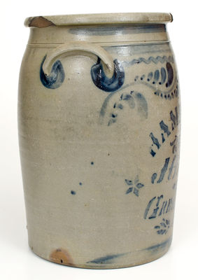 Five-Gallon HAMILTON / & / JONES / GREENSBORO / PA Stoneware Jar w/ Elaborate Decoration