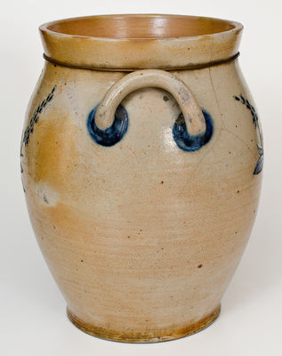Exceedingly Rare and Important Morgan & Amoss (Baltimore) 1820 Stoneware Jar w/ Two-Sided Incised Bird Decoration