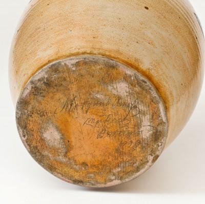 Exceedingly Rare and Important Morgan & Amoss (Baltimore) 1820 Stoneware Jar w/ Two-Sided Incised Bird Decoration