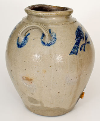 Extremely Rare Water Cooler w/ Incised Double-Bird and Floral Decorations, att. Nicholas van Wickle, Manasquan, NJ