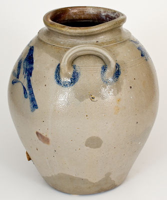 Extremely Rare Water Cooler w/ Incised Double-Bird and Floral Decorations, att. Nicholas van Wickle, Manasquan, NJ
