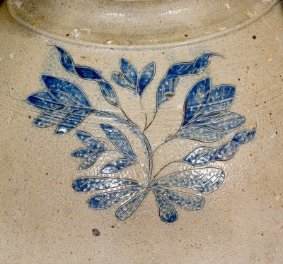 Extremely Rare Water Cooler w/ Incised Double-Bird and Floral Decorations, att. Nicholas van Wickle, Manasquan, NJ