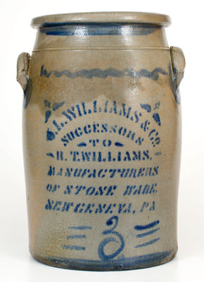 C.L. WILLIAMS & Co. / SUCCESSORS TO R.T. WILLIAMS / MANUFACTURERS OF STONE WARE / NEW GENEVA, PA Crock