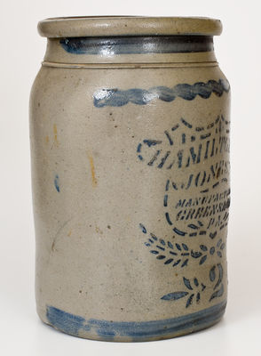 HAMILTON & JONES / MANUFACTURERS / GREENSBORO / PA Stoneware Jar