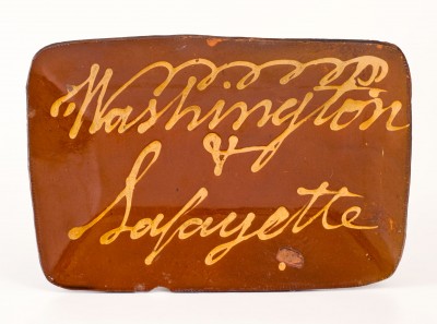 Washington & Lafayette, Norwalk, CT Redware Loaf Dish