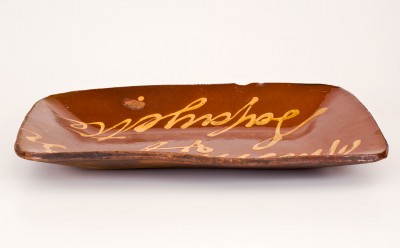 Rare and Important "Washington & Lafayette" Redware Platter, Norwalk, CT