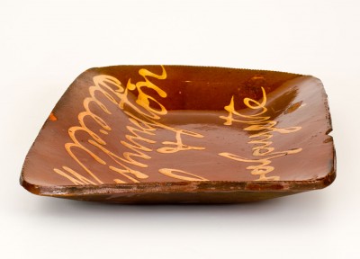 Rare and Important "Washington & Lafayette" Redware Platter, Norwalk, CT