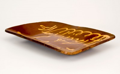 Rare and Important "Washington & Lafayette" Redware Platter, Norwalk, CT