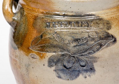 Exceptional J. REMMEY / NEW-YORK Stoneware Jar with Elaborate Incised and Impressed Tree Decoration