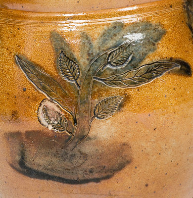 Exceptional J. REMMEY / NEW-YORK Stoneware Jar with Elaborate Incised and Impressed Tree Decoration