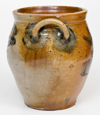 Exceptional J. REMMEY / NEW-YORK Stoneware Jar with Elaborate Incised and Impressed Tree Decoration